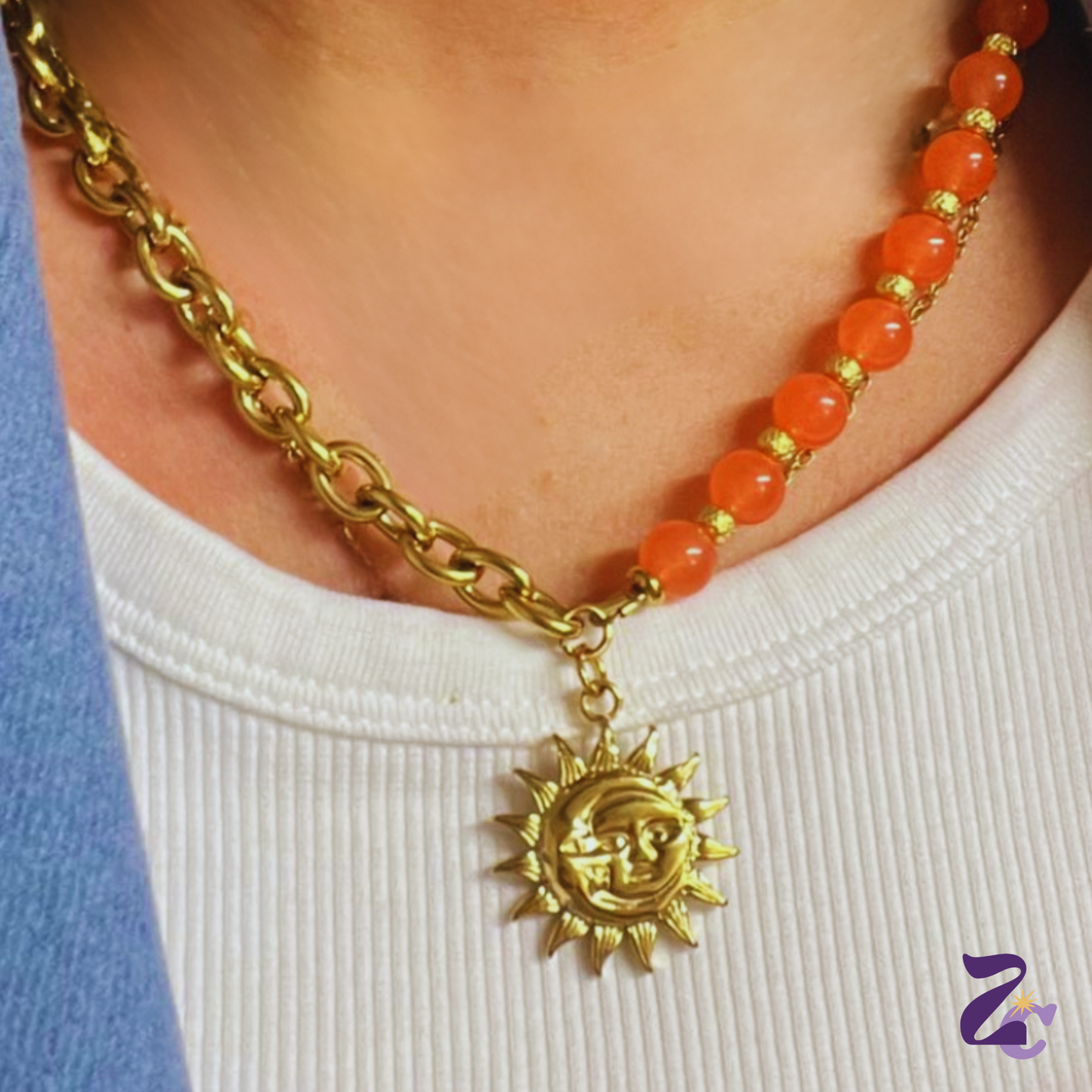 Collier Giulia orange ♢ charm soleil