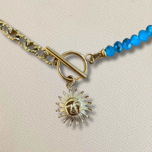 Collier Héméra bleu ♢ charm soleil