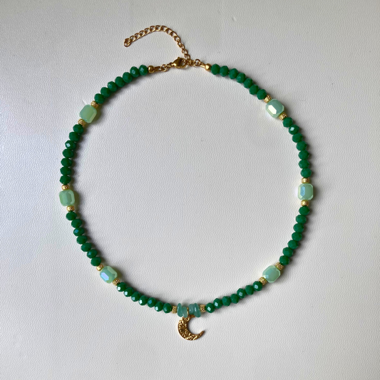 Collier Lunaria • charm lune martelée