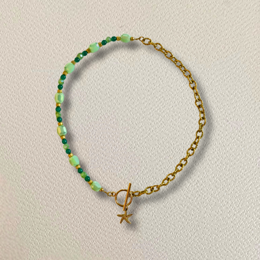Collier Rhéa vert • charm étoile de mer