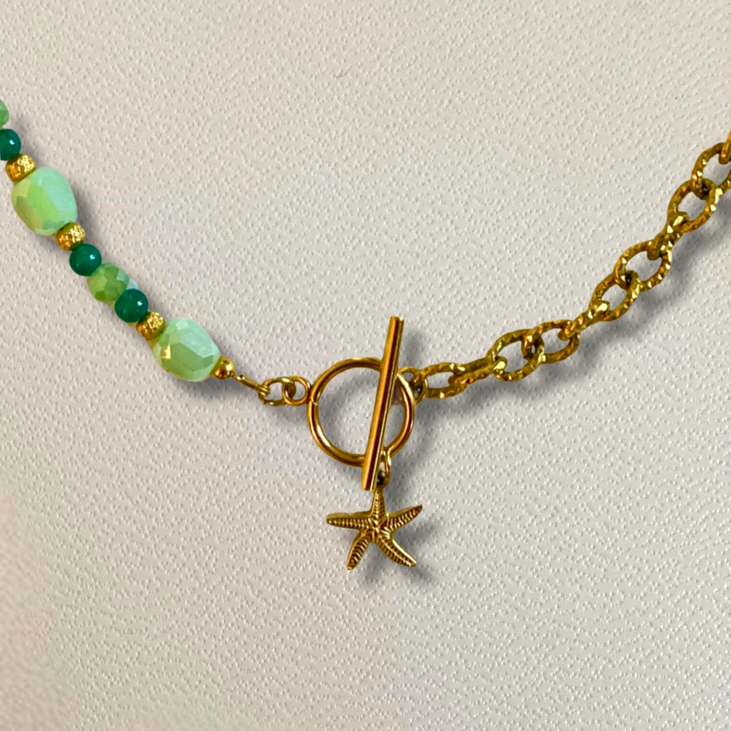Collier Rhéa vert • charm étoile de mer