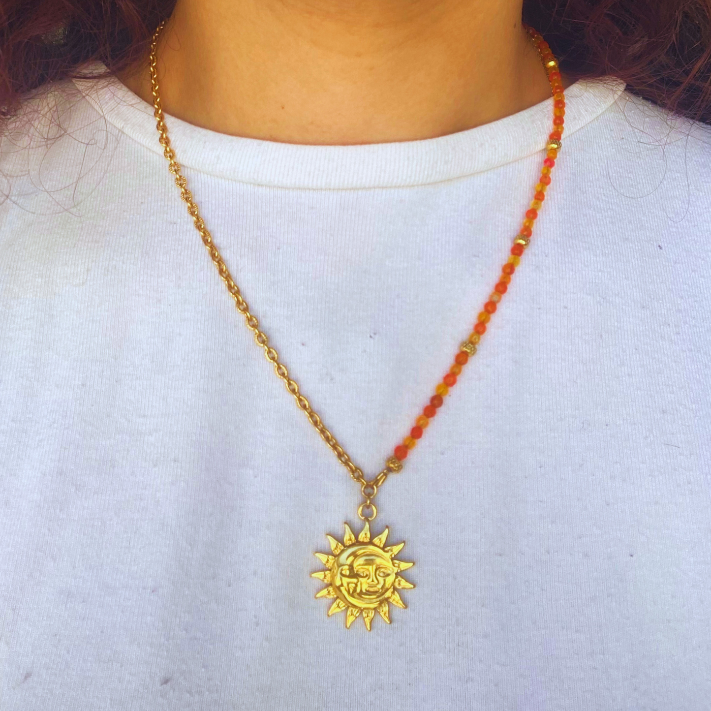 Collier flamboyant Sirocco • charm mi-soleil / mi-lune