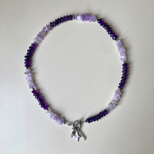 Collier argenté Vega • charm scintillant et fermoir en T