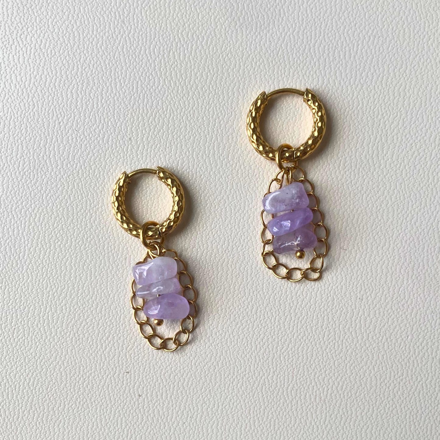 Créoles ciselées Aurora • charm améthyste
