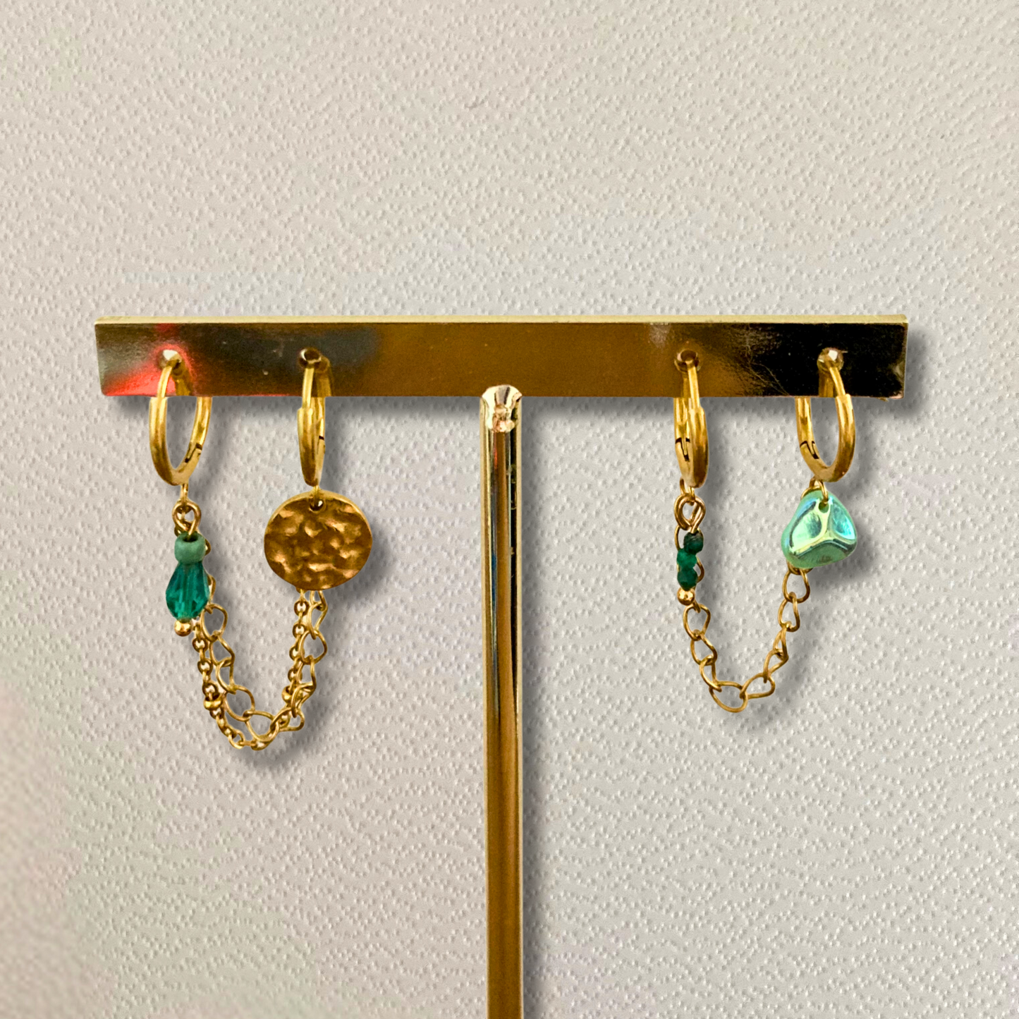 Double-créoles Ariel • pierres de malachite