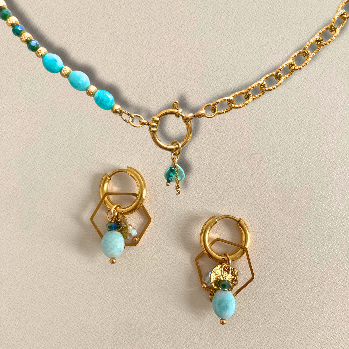 Coffret duo « Sous les alizés » • collier et créoles