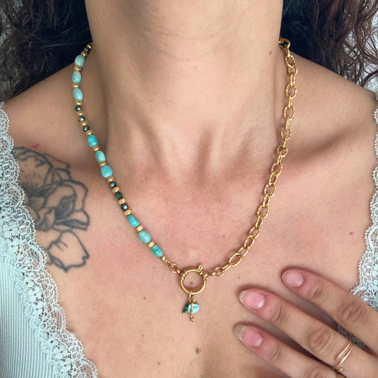 Collier Alizée • pierres d'amazonite
