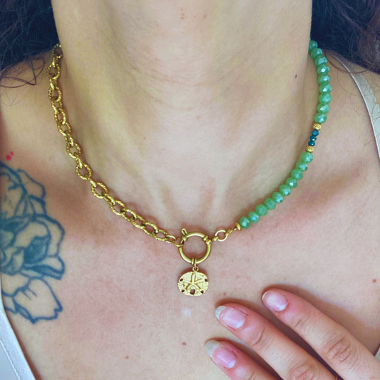 Collier Calypso vert • charm sand dollar