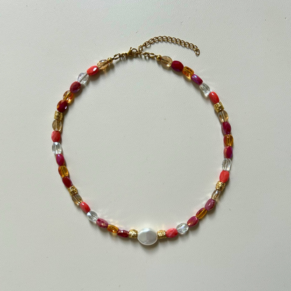 Collier irisé Dahlia • Perle nacrée