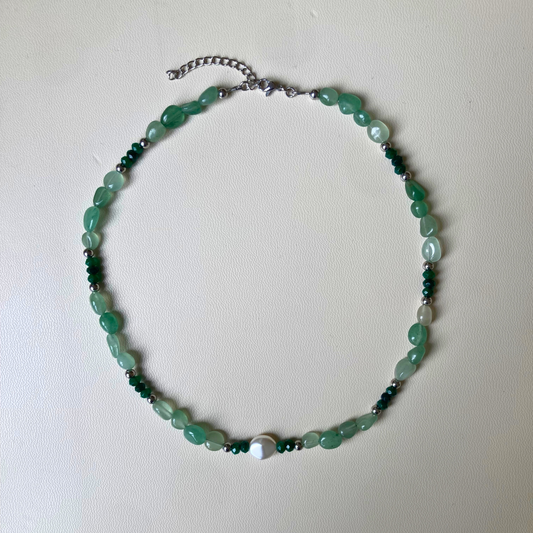 Collier argenté Eos • perle nacrée