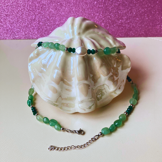 Collier argenté Eos • perle nacrée