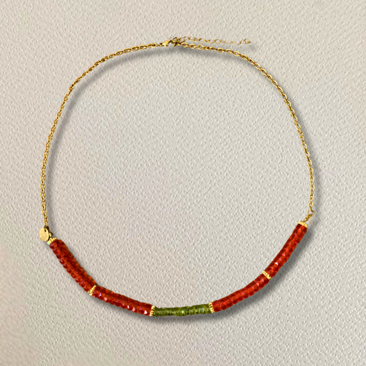 Collier Mélia orange ♢ pierres péridot