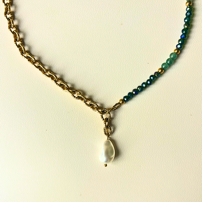 Collier asymétrique Naïa • Perle baroque nacrée