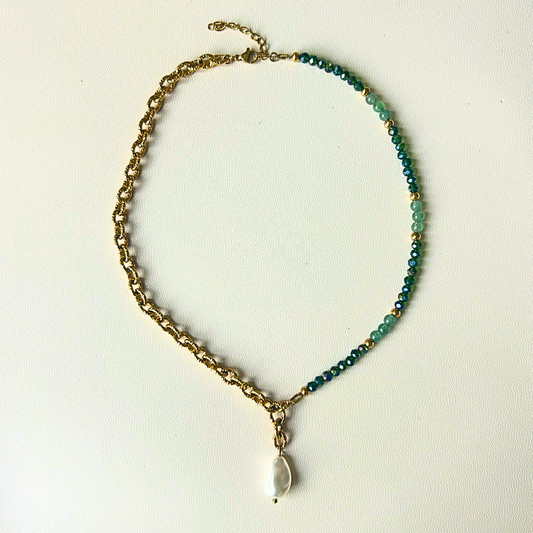 Collier asymétrique Naïa • Perle baroque nacrée