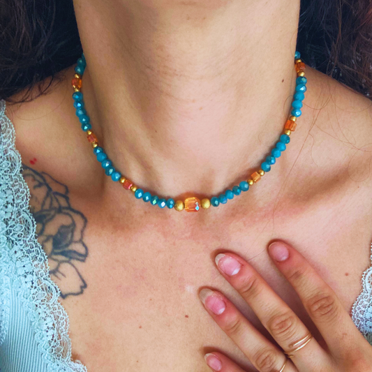Collier Rhodé • cristal de verre tchèque
