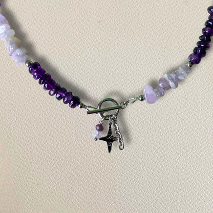 Collier argenté Vega • charm scintillant et fermoir en T