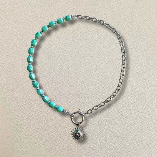 Collier Asteria argenté • charm soleil