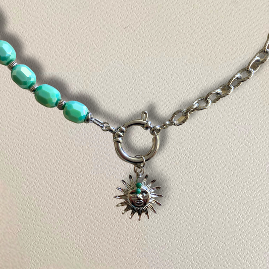 Collier Asteria argenté • charm soleil